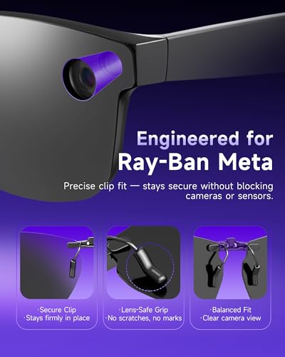 Image of 4-Pack Polarized Clip-On Lenses Compatible with Ray-Ban Meta Wayfarer Large (RW4008 /4006 RW4012 53-22), Anti-Glare UV400 Smart Glasses Accessories, Black Brown Blue Silver