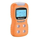 Scondaor Portable 4 Gas Detector Meter, 4 in 1 Multi Gas Monitor Tester with Digital LCD Display, Rechargeable Battery Powered, Voice Sound Light Shock Alarm (Orange)