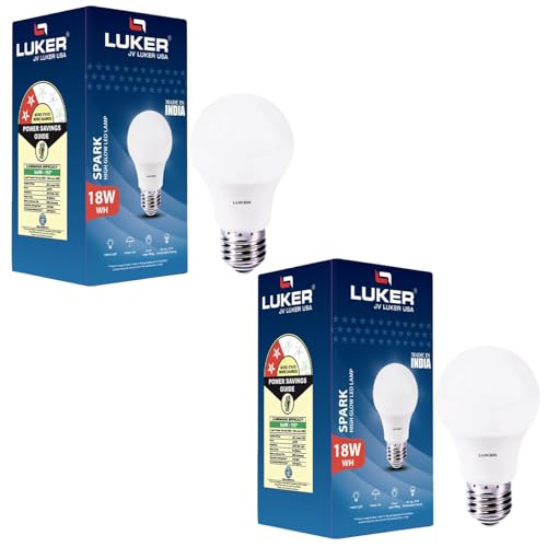 Image of LUKER JVLuker 18W LED Bulb B22 Base Energy Efficient 2 Star Light 120 Degree Wide Beam Coverage High CRI Surge Protection Lights for Home and Office, 1 Year Warranty (Pack of 2, White)