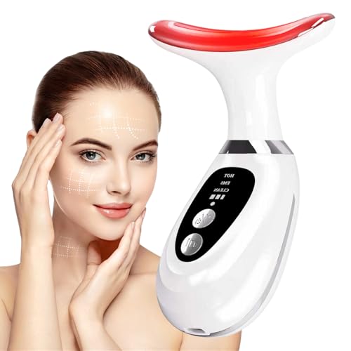 Facial and Neck Massager7-Color Adjustable LED Lights Heating and Vibration Functions;Red-Light-Therapy-for-Face Massager Suitable for The Face NeckBeauty and Skincare Gifts for Both Women Men