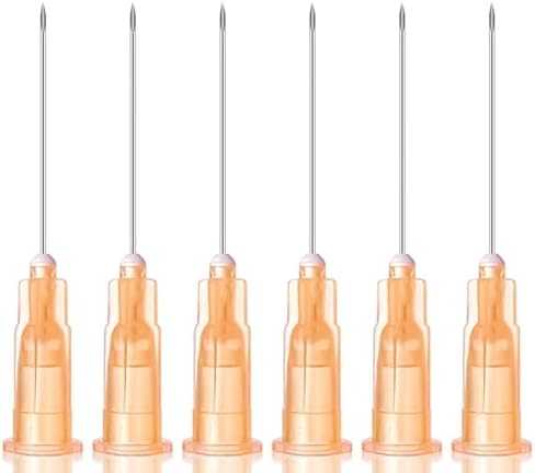 25 Gauge 1 Inch 25MM Needle Luer Lock for Industrial Lab Measuring, Refilling Inks, Crafts and Plant 100Pcs Individually Packaged