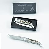 EIDER Navajas de Albacete, Cuchillo plegable,Navaja artesana hecha a mano,(CIERVO)
