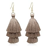 RofYof Colorful Tassel Earrings Layered Tassel Earrings Bohemian Dangle Drop Earrings for Women Fashion Jewelry Valentine Birthday Party Gift (brown)