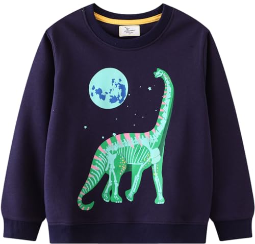 Image of Akyzic Boys Sweatshirts Cotton Long Sleeve Crewneck Pullover Toddler Kids Winter Warm Shirt Sweater Tops 3t-8t