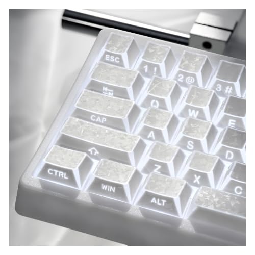 Image of GMKWTL XVX White Shine Through Keycaps, PBT Keyboard Keycaps Cherry Profile | Forged Carbon Texture, Side Printed Keycap Sets Suitable for 60% 65% 75% 80% 100% Mechanical Keyboard