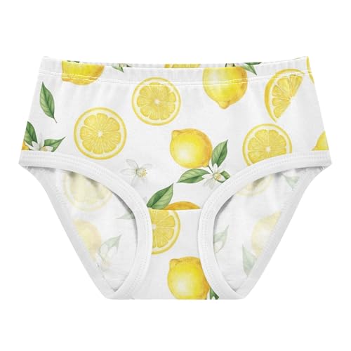 Watercolor Yellow Lemons White Girls Underwear Toddler 2t Cotton Panties for Girl Florals Kids Undies Briefs