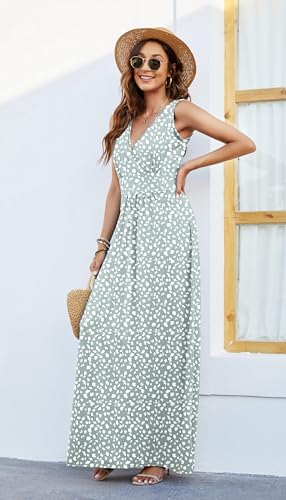 Image of AUSELILY Women's Sleeveless Formal Dress Deep V Neck Loose Plain Cocktail Long Maxi Dresses with Pockets 2026 New