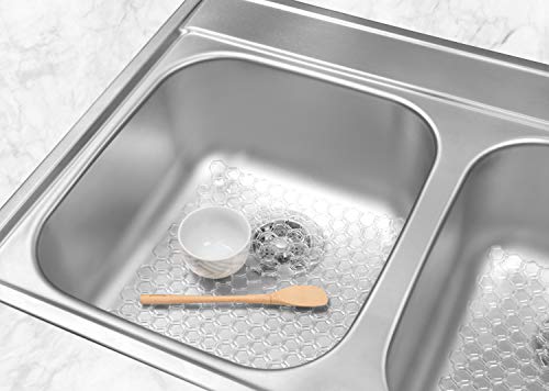 Spectrum Diversified Hexa Flexible, Trimmable Soft-Touch Mat, Easy-Draining, Modern Kitchen Sink Protector, Clear #TOP5
