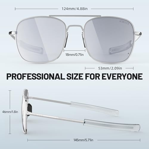 Image of Aviator Sunglasses for Mens Women 53mm TAC Polarized Lense Pilot Military Style Metal Frame with Bayonet Temples