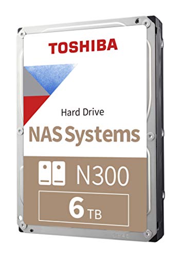 TOSHIBA N300 6TB NAS 3.5-Inch Internal Hard Drive - CMR SATA 6 GB/s 7200 RPM 512 MB Cache - HDWG760XZSTA