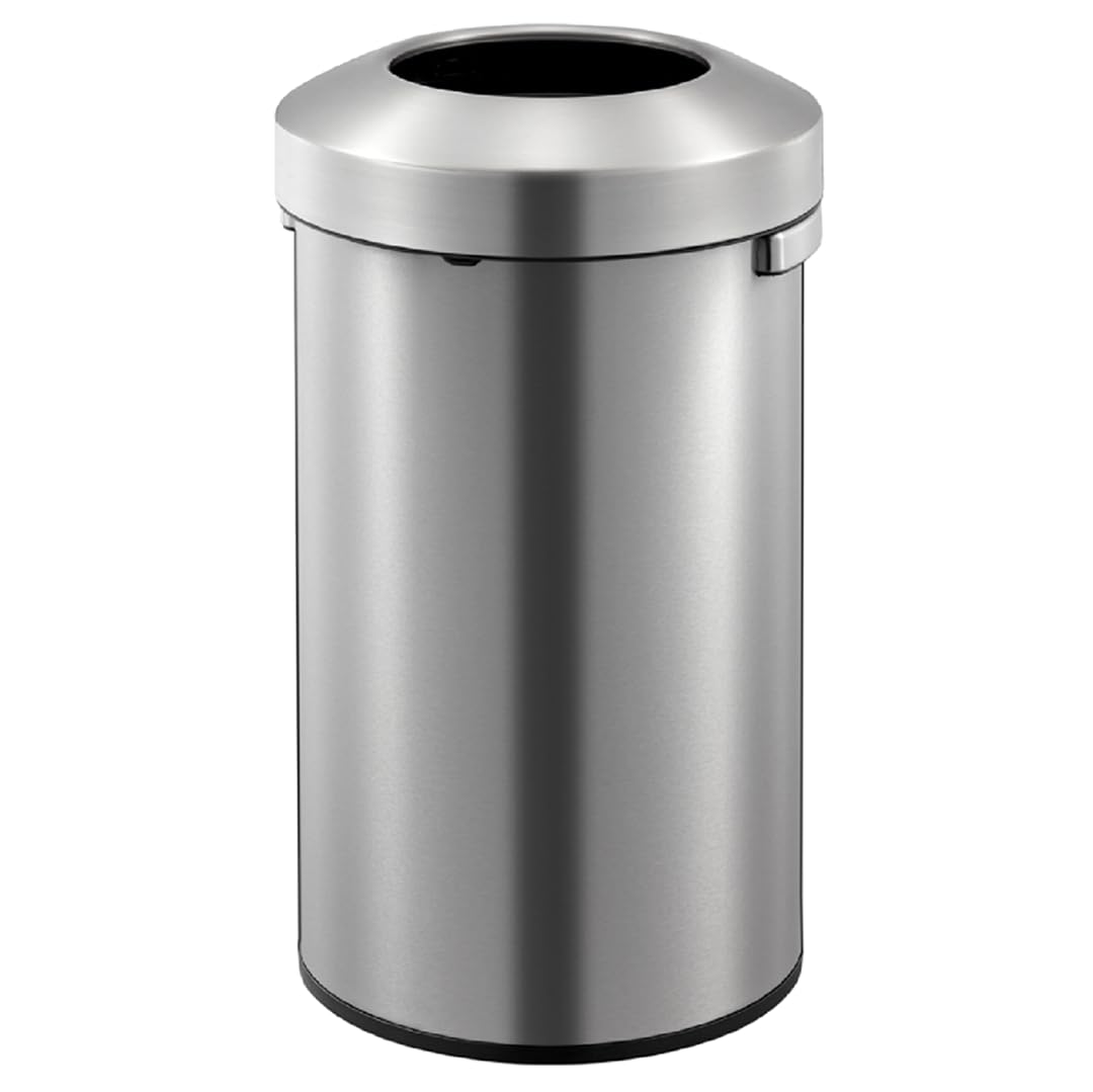 EKO EK9055-60L Urban Commercial Open Top Trash Can, Stainless Steel, 60 L