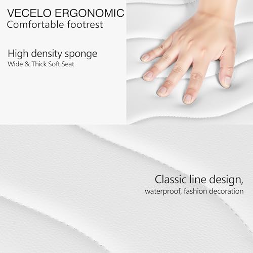 Image of VECELO Under Desk Footrest, PU Ergonomic Foot Rest with Comfort Padding, Height Adjustable for Relieving Leg Pain, Stiffness, and etc, White