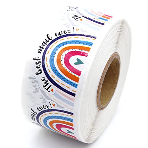 Muminglong 1.5 Inch The Best Mail Ever Sticker, Rainbow Sticker,Thank You Sticker,Small Shop Sticker, Small Business, Handmade Sticker,Packaging Sticker, 500 Pcs #TOP25