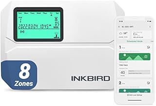Inkbird Smart Sprinkler Controller WiFi 8 Zone, Indoor Irrigation System Controller, 8 Station, Remote Monitoring, Seasonal Adjustment
