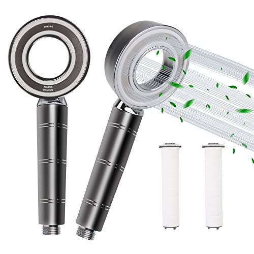 Douchette, Pommeau de Douche Anti Calcaire Economie Deau Douchette Douche Haute Pression Filtre à Trois Niveaux Système de Filtrage avec Filtre 2 Coton PP Remplaçable