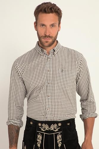 JP 1880 Herren große Größen Menswear L-8XL Karohemd, Trachten, Langarm, Buttondown-Kragen, Modern Fit, bis 8 XL dunkel Oliv 6XL 748509120-6XL