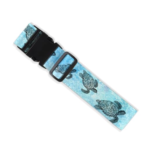 Image of WIRESTER Set of 2 Adjustable Luggage Straps With Buckle, Travel Secure Belt for Suitcase Baggage, Luggage Accessories - Ocean Sea Turtle