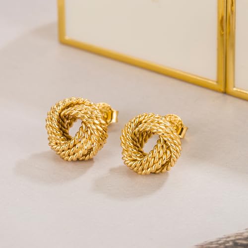 Women 925 Sterling Silver Love-Knot Earring Italian Design 0.35''& 0.43''Lightweight Twisted Love Knot Stud Earrings -Not Allergic Jewelry Gift4