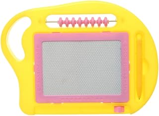 لوحة رسم وكتابة بلاستيكية مغناطيسية قابلة للمسح، مزودة بحروف أبجدية لتنمية مهارات الأطفال اللغوية والرياضية، بمقاس 20×25 سم – باللون الأصفر