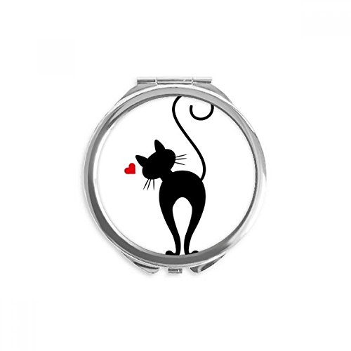 Miroir de poche chat silhouette en forme de coeur miroir de maquillage compact multicolore