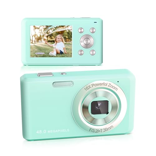 Appareil Photo Numérique, HD 1080P avec Carte Mémoire 32 Go, Appareil Photo 48 Mégapixels, écran LCD 2,4 Pouces, Zoom Numérique 16x pour Les Enfants, Les...