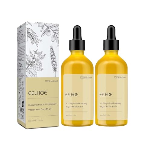 2 Pcs Natural Hair Growth Oil, EELHOE Organic Rosemary Oil for Dry Damaged and Thin Hair.