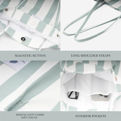 Image of Corduroy Tote Bag Cute Tote Bags for Women Shoulder Bag with Inner Pocket for Work Beach Travel and Shopping Grocery