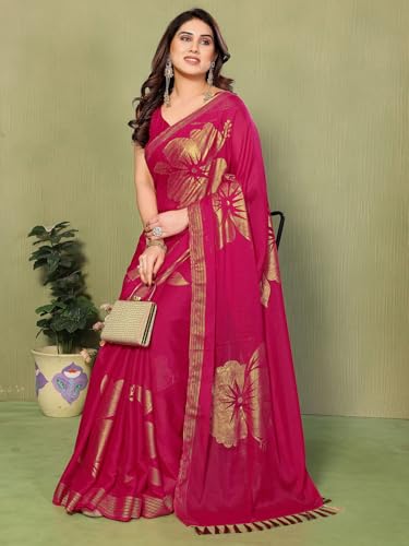 Image of Satrani Women's Shimmer Georgette Foil Printed Saree with Unstitched Blouse Piece