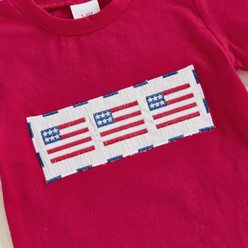 Image of 4th Of July Toddler Boy Outfit Popsicle American Flag T-Shirt and Gingham Plaid Shorts Set Independence Day Clothes