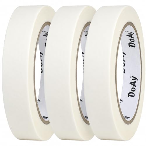 Image of 3 Pack White Masking Tape - Painters Tape 0.75 Inch Wide - Multi-Surface, Water Resistant, Indoor & Outdoor Use - 270FT Total - Artist Tape for Paint, Wall, Watercolor (#4010)