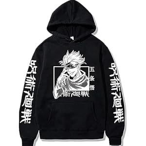 MOONSHINE Jujutsu Kaizen Anime Hoodie Cotton Hooded Sweatshirt with Fleece for Winter Gojo Printed Hoodies for Womens and Mens