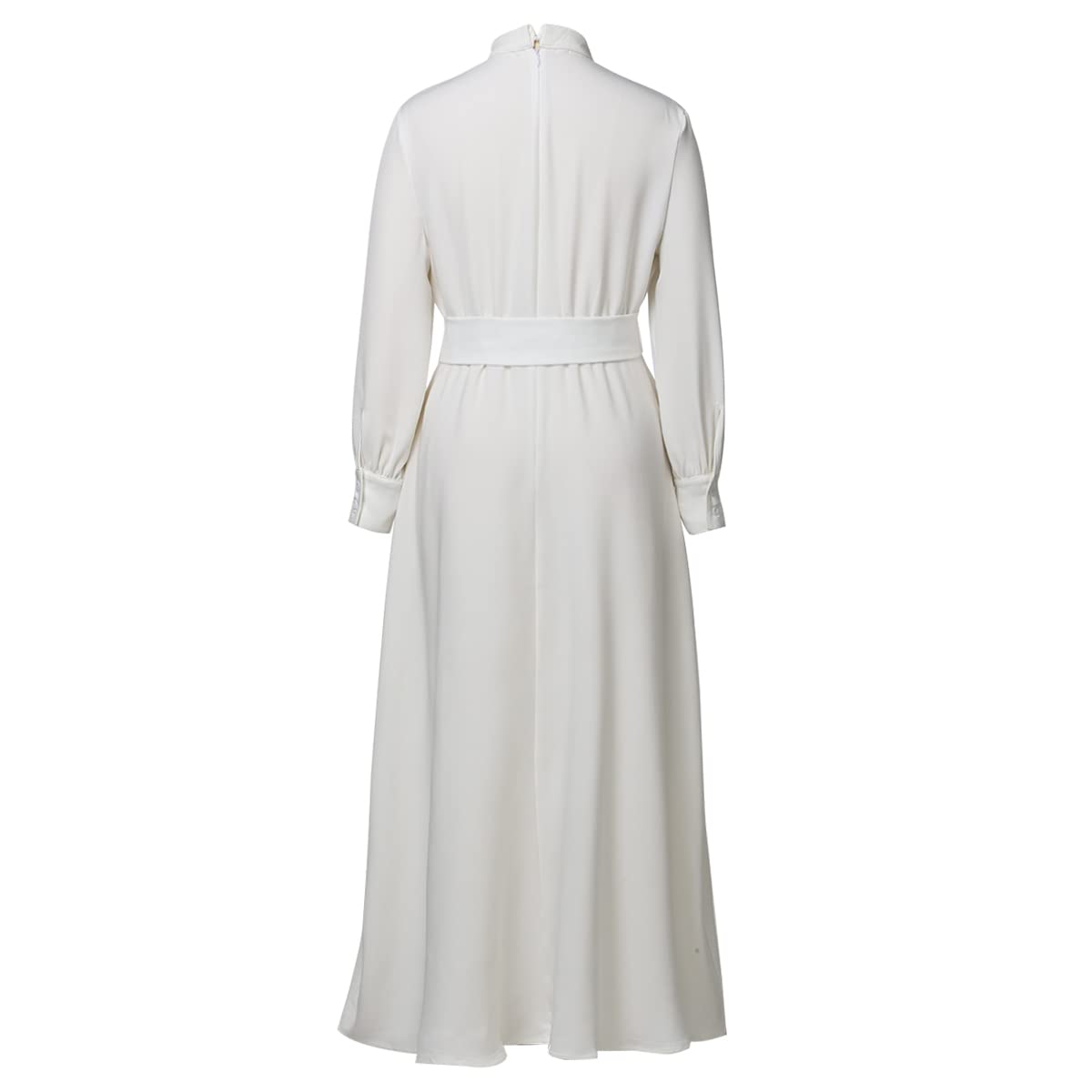 CAMDOM Abito da Clero Donna Linea A Elegante con Maniche Lunghe, Colletto e Cintura, Vestito Modesto per Chiesa