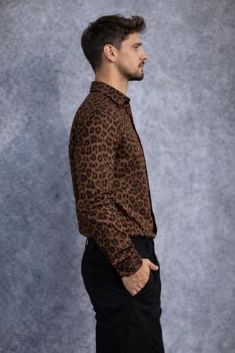 Image of Foomer Brown Solid Self Design Opaque Party Shirts