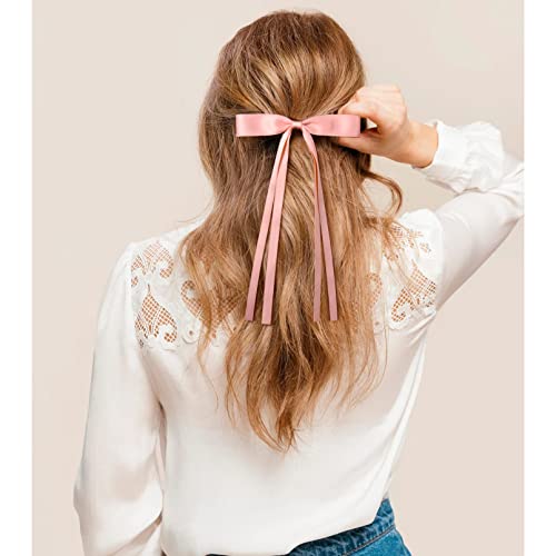 Aileam 6Pcs Hair Bows For Women Hair Clip Hair Tassel Hair Ribbon Ponytail Holder Accessories Slides Metal Clips Barrettes Girls Toddlers Teens Pink Blue White thumb #1