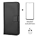 Produktbild BESTCASESKIN Handyhülle Kompatibel Samsung Galaxy A40 Hülle Schutzhülle Premium Echt Leder Flip Lederhülle Case für Samsung Galaxy A40 Tasche +Panzerglas Schutzfolie, Schwarz
