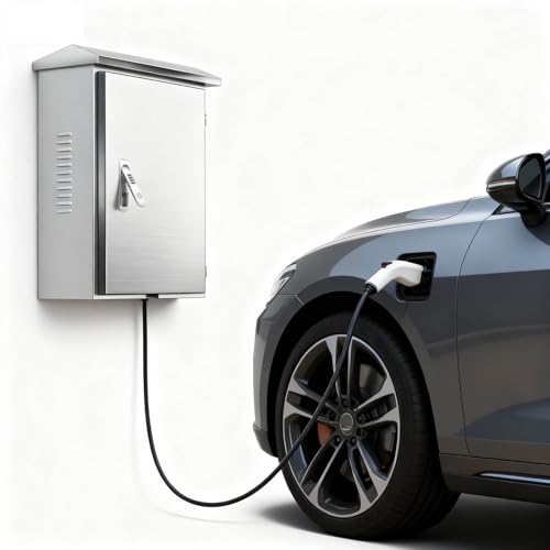Borne de Recharge Support pour Borne de Recharge de Véhicule Électrique, Cache-chargeur Mural Universel Étanche Tesla, Socle de Rangement pour Véhicule en Acier Inoxydable(50x60x25cm(20x24x10))
