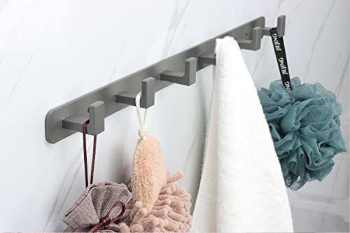 Image of Coat Rack, Heavy Duty Stainless Steel 6 Tri Coat Hook Hanger, Wall Mounted Storage Wall Hooks, Rustic Clothes Hook /Key Hook Rail for Bathroom Kitchen Entryway(6 Hook Grey)