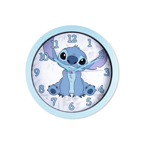 Accutime Disney Lilo & Stitch LAS3015 - Relógio de parede para crianças, fácil de ler, funciona com pilhas, para casa, quarto, escola, sala de estar, azul