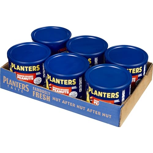 Image of PLANTERS Redskin Spanish Peanuts, Roasted Salted Peanuts 12.5 oz Jars (Pack of 12)