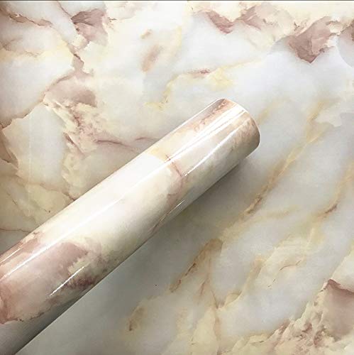 Mullsan 24''X118'' Marble Paper Granite Beige Wallpaper Peel And Stick For Countertop Cabinet Furniture Renovated Thick Waterproof Pvc (Jade) #TOP1