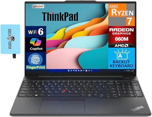 Lenovo ThinkPad E16 Business Laptop 16.0" WUXGA Display (AMD Ryzen 7 7735U, 16GB DDR5, 1TB PCIe SSD, AMD Radeon 660M, Backlit KB, Fingerprint, Thunderbolt 4, Win 11 Pro) w/Dockztorm Hub