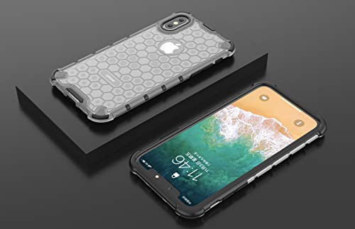 Image of Glasgow Back Case Cover Compatible with Apple iPhone X (Honeycomb Pattern) - Transparent