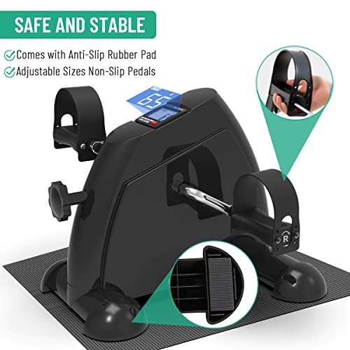 Sivaexilis Under Desk Bike Pedal Exerciser For Seniors, Mini Peddler Exerciser With Lcd Display & Anti-Slip Mat, Foot Pedal Exerciser For Home Office Legs/Arms Workout, Gifts For Elders (Black) #TOP2