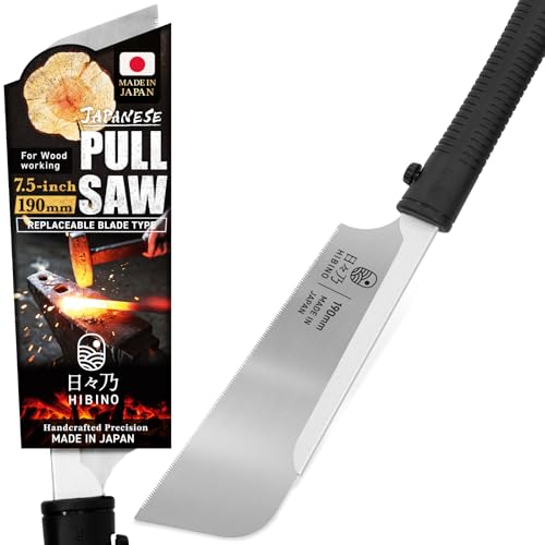 HIBINO Kataba - Sega a mano giapponese da 190 mm, con denti a taglio trasversale fine, leggera, lama a bordo singolo per lavori di precisione del legno, falegnameria e progetti di dettaglio, lama