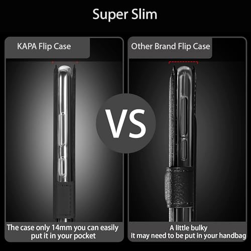 Image of Kapa Noble Slim Magnetic Leather Flip Case Cover for Oppo Reno 14 5G | Card Holder Stand Flip Wallet Case (Black)