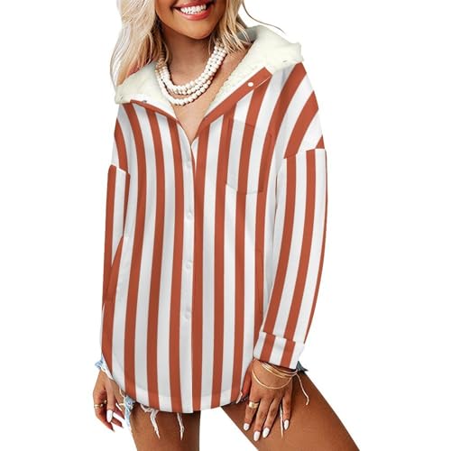 Outercoat doublure en peluche douce et motif rayures verticales