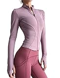 Hvewarm Women's Cropped Athletic Bbl Jacket Seamless High Low Hem Zipper Thumbhole Workout Sportwear