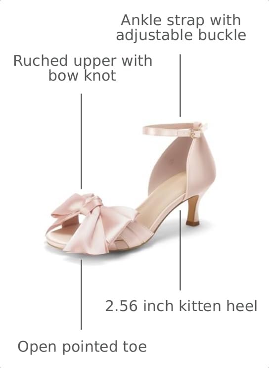 Image of Coutgo Women's Kitten Heels Bow Low Heel Sandals Open Toe Ankle Strap Party Wedding Dress Shoes