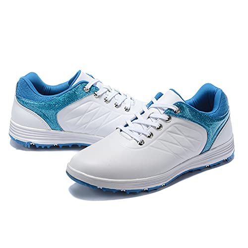 [Yingkou] ゴルフシューズ メンズ スパイクレス 登山靴 防水 防滑 軽量 スリッポン 安定性 通気性 スパイクレス ゴルフ 靴 スポーツシューズ 運動靴 コース 練習 アウトドアレゴルフスニーカー ゴルフ 練習 靴 父の日ギフト 大きいサイズ (ホワイト/ブルー,25.5cm) 3枚目