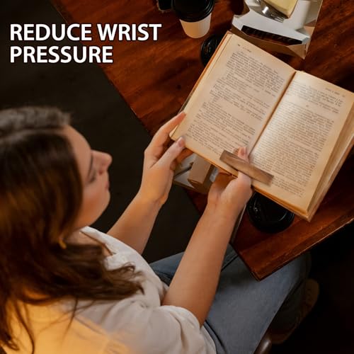 Image of Book Weight Holder Wooden Thumb Book Page Open Weighted Bookmark Corner Reading Accessories Office Desk Decor Executive Gift for Writer Reader (Page Holder+Thumb Page Holder-Coffee)